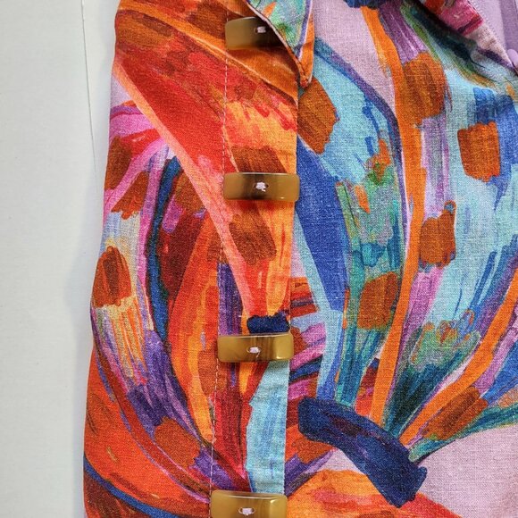 FARM RIO Colored Bananas Wrap Mini Dress Linen Festival Indie Tropical Size XS - Picture 7 of 11